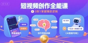 短视频创作课，短视频制作、创作思路、Ai写爆款文案-水滴知识网