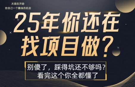 25年,你还在疯狂的找项目吗?别傻了,看完这个你都懂了【揭秘】-水滴知识网
