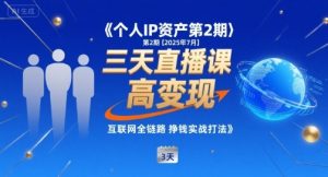个人IP资产第2期【2025年7月】三天直播课，​小团队高变现，互联网全链路挣钱实战打法-水滴知识网