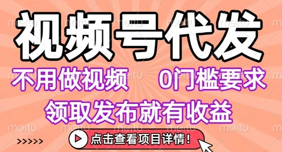 视频号代发,不用剪辑不用做视频,0门槛要求,领取发布就有收益,任务没有无上限,小白轻松上手【揭秘】-水滴知识网