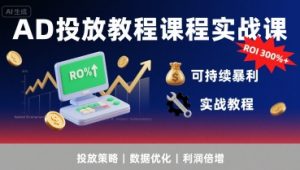 AD投放教程课程实战课，实现广告ROI300%+可持续暴利-水滴知识网