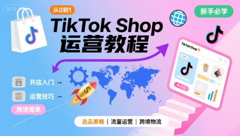 TikTok Shop从0到1运营教程，TikTok跨境电商新手必学课程-水滴知识网