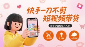 快手一刀不剪短视频带货,新手小白轻松月入8k-水滴知识网