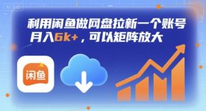 利用闲鱼做网盘拉新一个账号，月入6k+，可以矩阵放大-水滴知识网