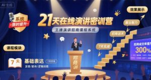 21天在线演讲密训营，王牌演讲招商课程系统-水滴知识网