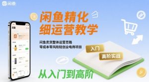 闲鱼精细化运营入门+高阶实战教学,闲鱼卖货整体运营思路,零成本零风险轻创业电商项目-水滴知识网