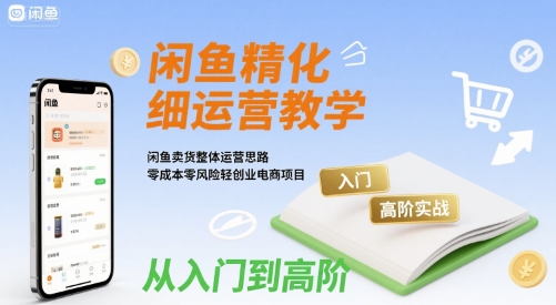 闲鱼精细化运营入门+高阶实战教学,闲鱼卖货整体运营思路,零成本零风险轻创业电商项目-水滴知识网