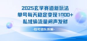 2025玄学赛道新玩法单号每天稳定变现1k+私域偷流量闷声发财-水滴知识网