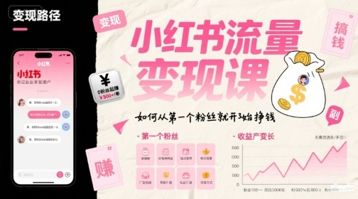 小红书流量变现课,如何从第一个粉丝就开始挣钱-水滴知识网