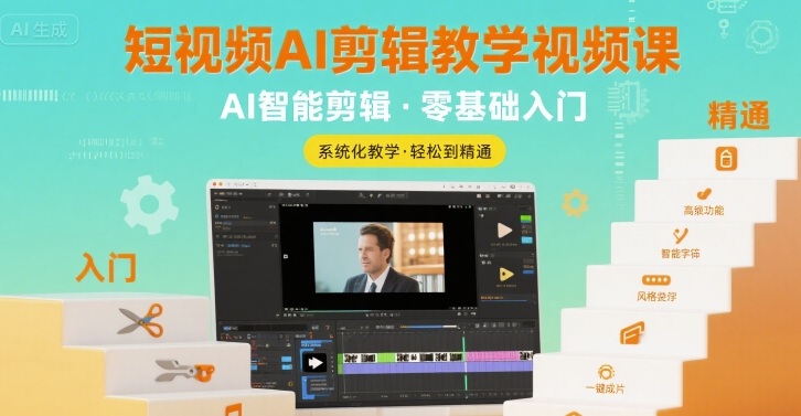 短视频AI剪辑教学视频课,入门到精通-水滴知识网