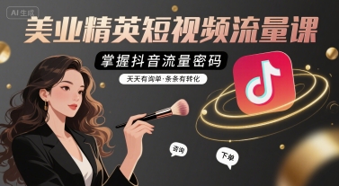 美业精英短视频流量课，掌握抖音流量密码，天天有询单，条条有转化-水滴知识网