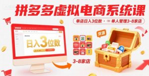 拼多多虚拟电商系统课，单店日入3位数，单人可管理3-8家店【附货源】-水滴知识网