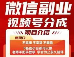 微信副业视频号分成,不直播 不卖货 不露脸,三五分钟即可完成一条作,每日收益几十、几张不等-水滴知识网