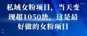 私域女粉项目，当天变现超1k，这是最好做的女粉项目，可放大操作-水滴知识网
