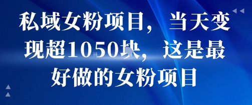 私域女粉项目，当天变现超1k，这是最好做的女粉项目，可放大操作-水滴知识网