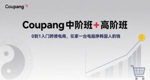 Coupang中阶班+高阶班,0到1入门跨境电商,在家一台电脑挣韩国人的钱-水滴知识网