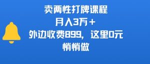 卖两性打牌课程，月入3W+外边收费899的课程，这里0元，悄悄做-水滴知识网