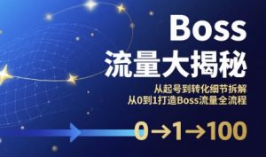 Boss流量大揭秘,从起号到转化细节拆解,从0到1打造Boss流量全流程-水滴知识网