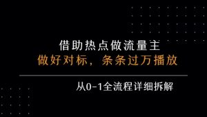 借力热点，乘顺风车玩流量主，条条过万播放， 每月收益5k+，从0-1全流程详细拆解-水滴知识网