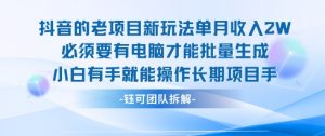 老项目新玩法单月收入2W小白有手就能操作长期项目-水滴知识网