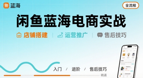闲鱼蓝海电商实战,店铺搭建运营售后全流程-水滴知识网