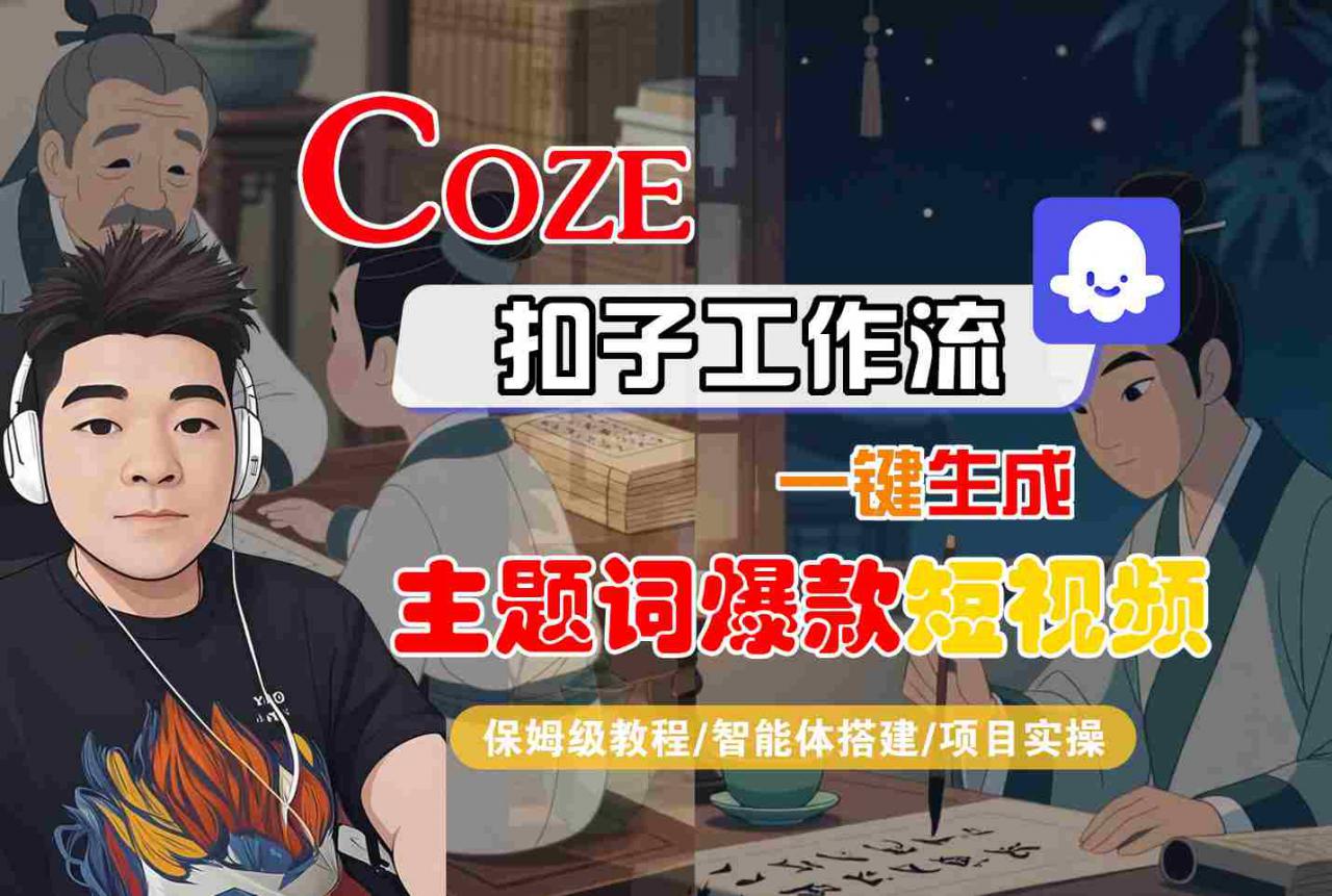 COZE扣子工作流一键生成主题词爆款短视频,保姆级教程-智能体搭建-项目实操-水滴知识网