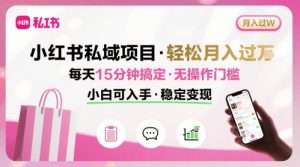 小红书私域项目 月入过W非常轻松 每天15分钟即可搞定，无任何操作门槛，小白可入手-水滴知识网