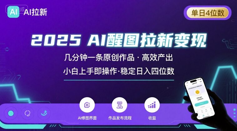 2025最强AI醒图拉新,几分钟一条原创作品,单日收入4位数,小白也能上手操作-水滴知识网