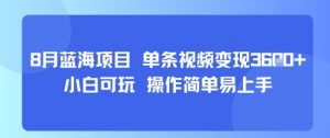 8月AI蓝海项目，单条视频变现1k+ 小白可玩 操作简单易上手-水滴知识网