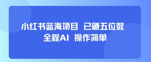 小红书蓝海项目，全程AI，操作简单，已挣五位数-水滴知识网
