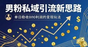 男粉私域引流新思路，单日稳收8张利润的变现玩法-水滴知识网