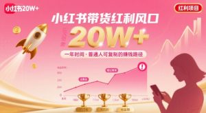 一年时间靠小红书带货项目年入20w+,最不能错的大红利项目-水滴知识网