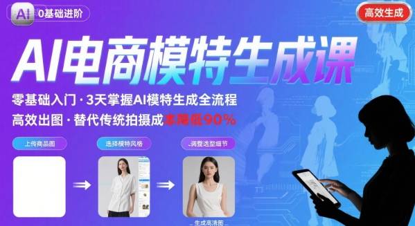 AI模特进阶课程,0基础高效生成逼真电商模特图-水滴知识网