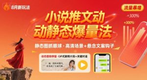8月小说推文全新玩法，动静态图片+搭配小说文案爆量玩法-水滴知识网