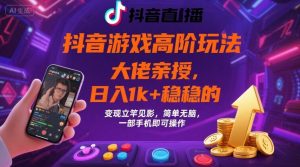 抖音游戏大佬高阶玩法,日入 1k + 稳稳的,变现立竿见影,简单无脑,一部手机即可操作【揭秘】-水滴知识网