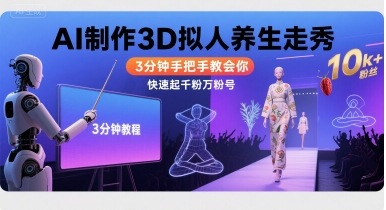 Ai制作3D拟人养生走秀,3分钟手把手教会你,快速起千粉万粉号-水滴知识网