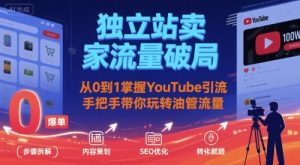 独立站卖家流量破局:从0到1掌握YouTube引流,手把手带你玩转油管流量-水滴知识网