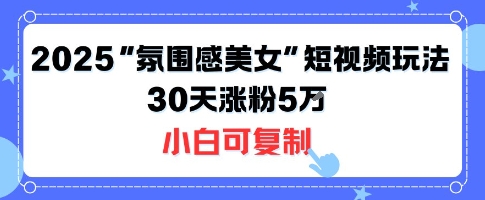 不露脸也能火！2025“氛围感美女”短视频玩法，30天涨粉5W小白可复制-水滴知识网