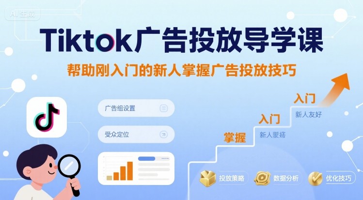 Tiktok广告投放导学课,帮助刚入门的新人掌握广告投放技巧-水滴知识网