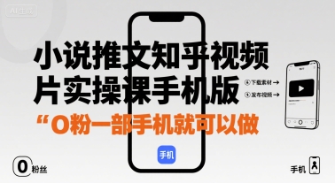 小说推文知乎视频图片实操课手机版,0粉一部手机就可以做-水滴知识网