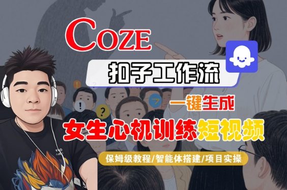 COZE扣子工作流一键生成女生心机训练短视频,保姆级教程-智能体搭建-项目实操-水滴知识网