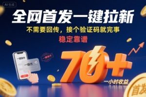 全网首发一键拉新项目,不需要回传,接个验证码就完事,稳定靠谱,一小时收益70+【揭秘】-水滴知识网