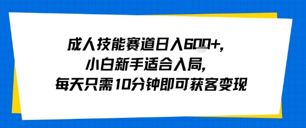 成人技能赛道日入多张，小白新手适合入局，每天只需10分钟即可获客变现-水滴知识网