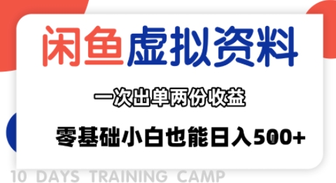 闲鱼虚拟资料新变现玩法，信息差项目，一次出单两份收益，无需囤货，可批量矩阵，零基础小白也能日入多张-水滴知识网
