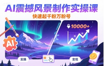 AI震撼风景制作实操课,快速起千粉万粉号-水滴知识网