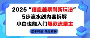 2025信息差暴利新玩法,5步流水线内容拆解,小白也能入门爆款流量主-水滴知识网