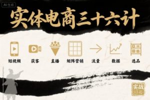 实体电商三十六计，短视频-获客-直播-矩阵营销-流量-数据-选品-水滴知识网