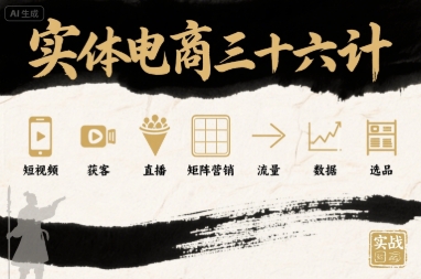 实体电商三十六计，短视频-获客-直播-矩阵营销-流量-数据-选品-水滴知识网