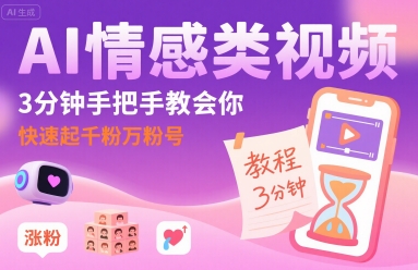 AI情感类视频,3分钟手把手教会你,快速起千粉万粉号-水滴知识网