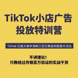 TikTok小店广告投放特训营,6天破局计划专治各种“投不动”,教你经过月销百万验证的实战干货-水滴知识网